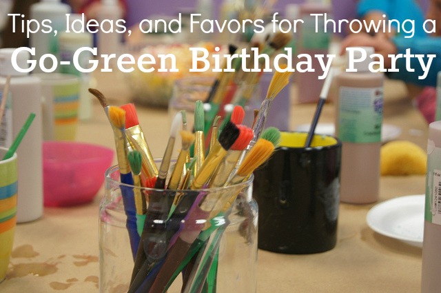 Instead of plasti bags of junk food, paint favors together at the party. More Go Green birthday party tips @UntrainedHW 