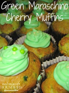 Holiday green maraschino cherry muffins