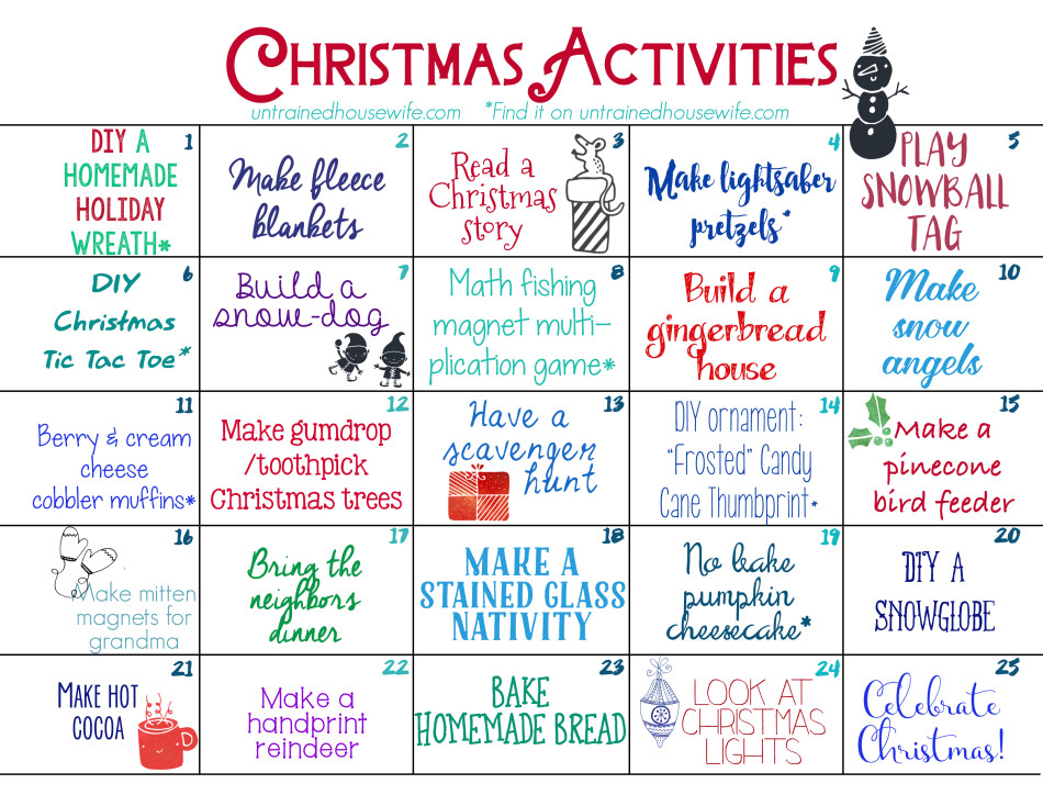 Family Activities Advent Calendar Free Printable Family Activities Advent Calendar Free Printable