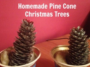 Homemade pine cone Christmas tree decorations