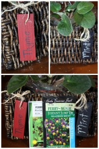 Indoor herb planter box with wooden tags